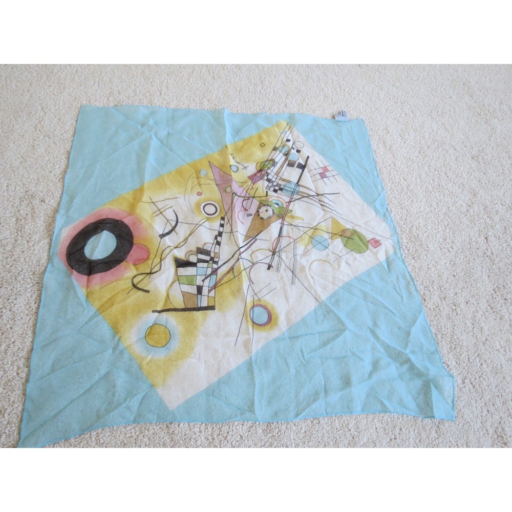 Wassily Kandinsky Silk Scarf Square 23" Modern Art Hankerchief